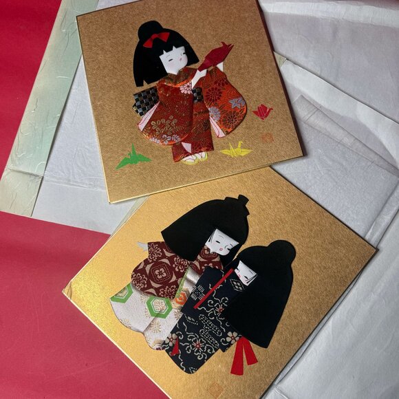 Handcrafted Japanese Kimono Art Gift Set – Vintage Washi Paper + Brocade Fabric - Picture 11 of 12